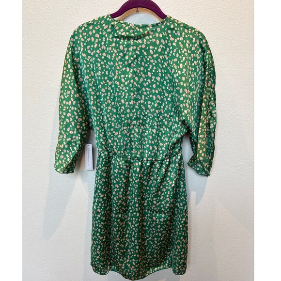 ModCloth Kimono Kuteness Satin Mini Wrap Dress Emerald Green Women's XS NWT - Picture 3 of 8